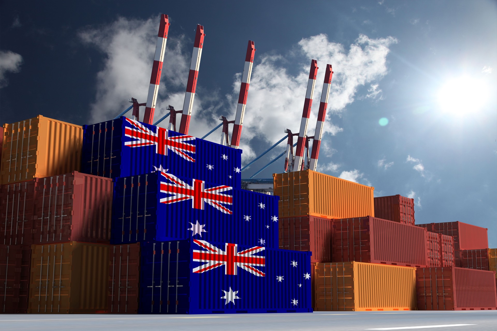 Australia shipping cargo container export import trade economy